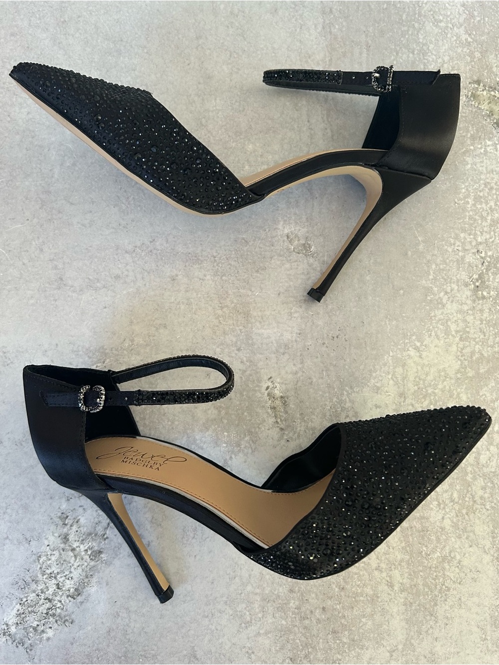 Jewel Badgley Mischka Collection Jailene Ankle Strap Stiletto, Black 7.5 - Picture 4 of 10